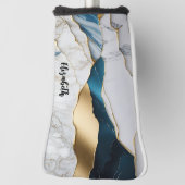 Koel wit turquoise marmeren steen goud golfheadcover (Draai 90)