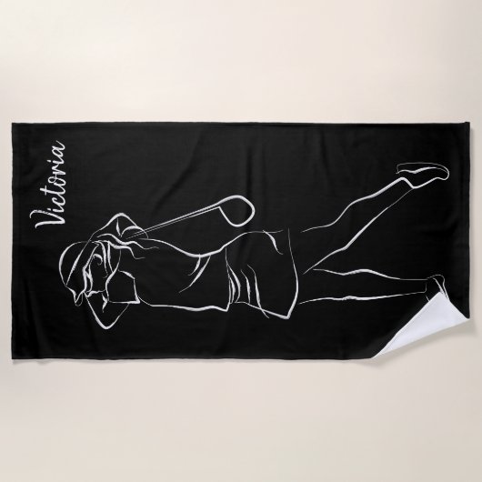  Koel Witte Moderne Voeg Uw Naam Toe Aangepaste Da Strandlaken (Voorkant)