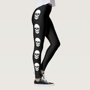 Koel Witte Schedel Silhouetten Halloween Zwart Leggings