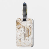 Koel witte steen marmer textuur, Monogram Bagagelabel (Achterkant verticaal)