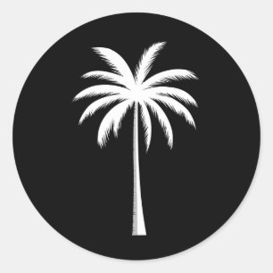 Koel Zomer Vakantie Zonsondergang Strand Palmboom Ronde Sticker