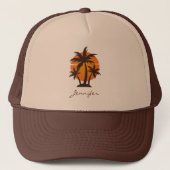 Koel Zon Palmboom Strand Zomer Trucker Pet (Voorkant)