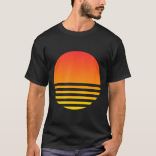 Koel Zonsondergang Zomer Strand Surfen 80s Retro V T-shirt