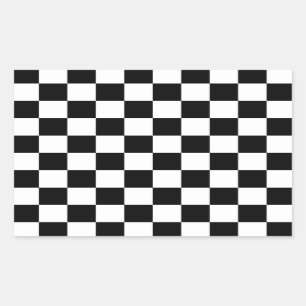Koel zwart en wit gecheckt vlagpatroon rechthoekige sticker