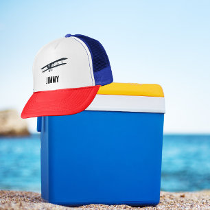 Koel zwart vliegtuig, eenvoudig en leuk luchtvaart trucker pet