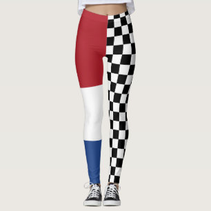Koel zwart-wit gecheckt vlaggenpatroon leggings