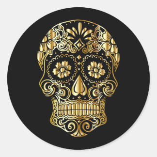 Koel zwarte en goudsuiker De schedeldag van de dod Ronde Sticker