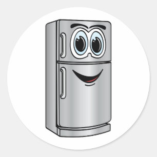 Koelapparaat voor roestvrij staal, Cartoon Ronde Sticker