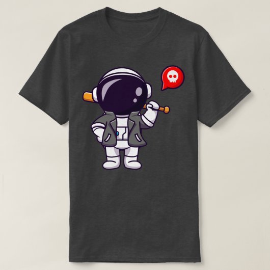 Koelastronaut met honkbalbat en jasjeskool t-shirt (Design voorkant)