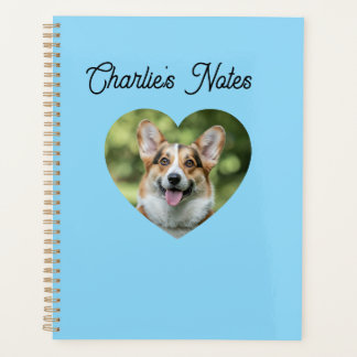 Koelblauwe gepersonaliseerde huisdierhond hartvorm planner
