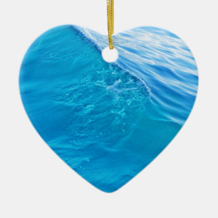Koelblauwe watergolf keramisch ornament