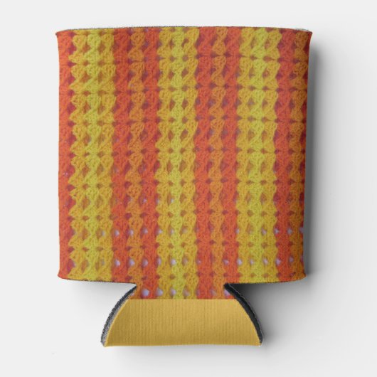 Koelbox - Geel en Oranje haakwerk Blikjeskoeler (Voorkant)