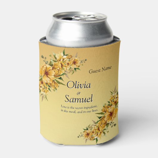 Koelbox met Gastnaam Golden Yellow Flowers Blikjeskoeler (Blikje Voorkant)