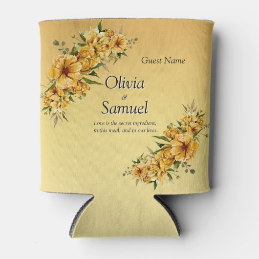 Koelbox met Gastnaam Golden Yellow Flowers Blikjeskoeler (Voorkant)