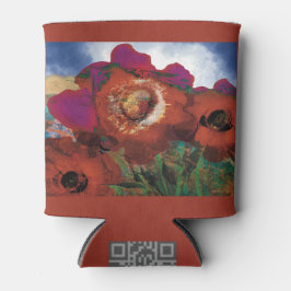 Koelbox versierd met klaprozen blikjeskoeler