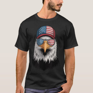 Koele 4th of July Eagle USA Vlag Zonnebrillen Inde T-shirt