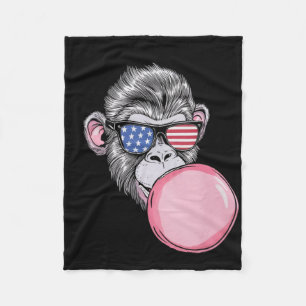Koele aap met Amerikaanse vlag zonnebril 4 juli Fleece Deken