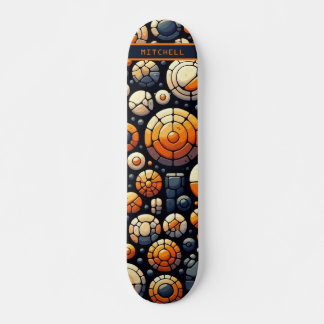 Koele Abstracte Cirkels Navy Sinaasappel Skateboar Skateboard