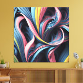 Koele Abstracte Flow Art Pattern 3D-modus Canvas Afdruk (Insitu (Woonkamer))