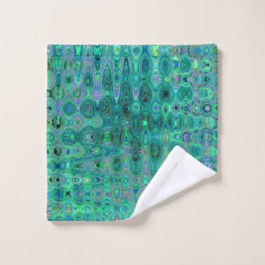 Koele Abstracte Groene en Zwarte Atoomretro Zigzag Bad Handdoek (Wasdoekje)