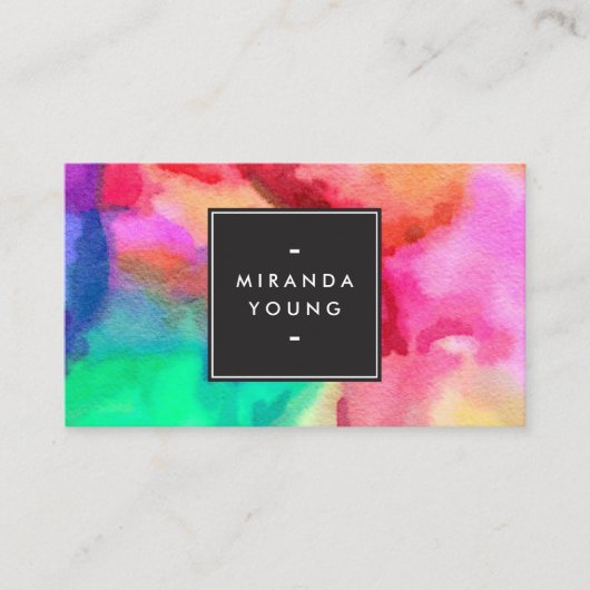Koele Abstracte Multi-color Waterverven Modern Visitekaartje (Voorkant)