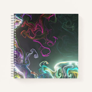 Koele Abstracte Neon Vloeibare Kunst Zwart Notitieboek