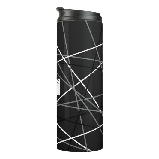 Koele Abstracte Zwart Wit Gestreepte Gitaar Initia Thermosbeker (Geroteerd rechts)