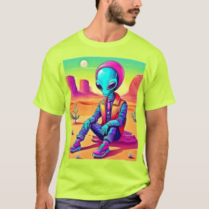 Koele Alien Woestijn Chillen T-shirt