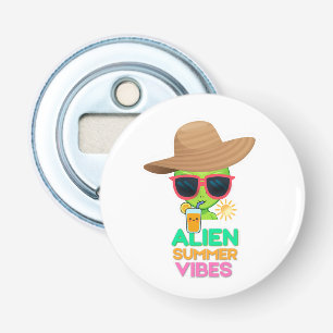 Koele Alien Zomer Vakantie Sfeer Button Flesopener