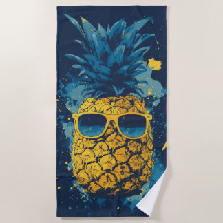 Koele Ananas met Zonnebril Pop Art Illustratie Strandlaken