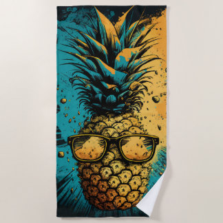 Koele Ananas met Zonnebril – Zomer Pop Art Strandlaken