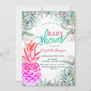 Koele Ananas Tropische Bladeren Baby Shower Kaart