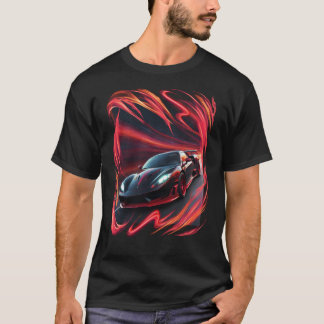 Koele auto, rood storm t-shirt