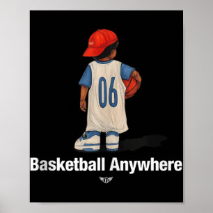 Koele basketbal overal met een basketbal Kind pla Poster