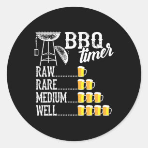 Koele Bbq-timer Rauw Zeldzaam Medium Goed Grappig  Ronde Sticker