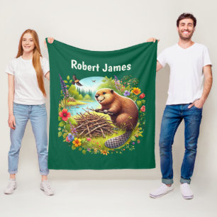 Koele bever liefhebbers voeg naam toe fleece deken