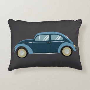 Koele blauwe retro auto met scuffs accent kussen
