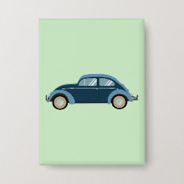 Koele blauwe retro auto met scuffs button