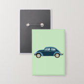 Koele blauwe retro auto met scuffs button (Voorkant / Achterkant)