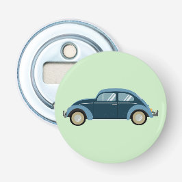 Koele blauwe retro auto met scuffs button flesopener