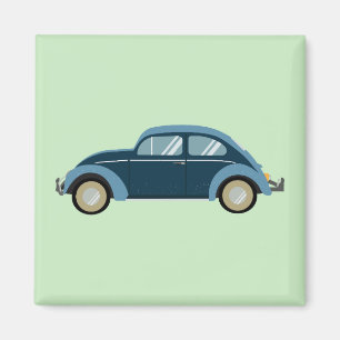Koele blauwe retro auto met scuffs magneet