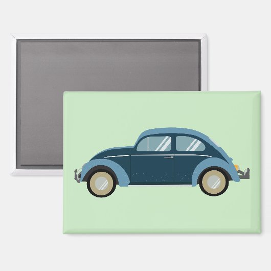 Koele blauwe retro auto met scuffs magneet (Voorkant / Achterkant)