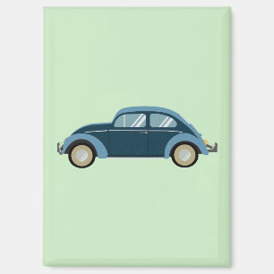 Koele blauwe retro auto met scuffs magneet