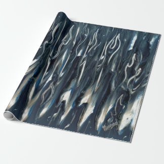 Koele blauwe vlammen cadeaupapier