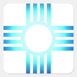 Koele Blauwe Zia Vierkante Sticker