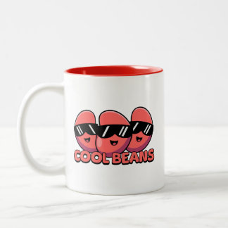Koele bonen! Schattigee nierbonenwoordspeling Tweekleurige Koffiemok