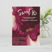 Koele bordeauxrode Abstracte alcoholinkt Kaart (Staand voorkant)