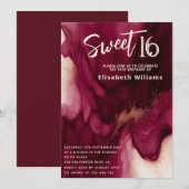 Koele bordeauxrode Abstracte alcoholinkt Kaart (Voorkant / Achterkant)