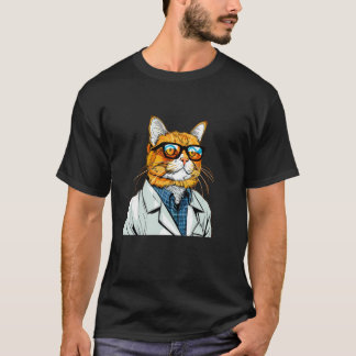 Koele bril professor kat voor wetenschappelijk lab t-shirt
