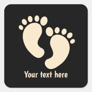 Koele bruine babyvoeten zwart  vierkante sticker